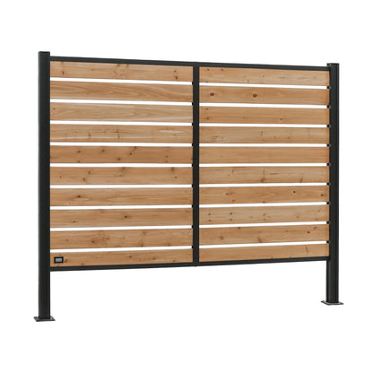 Backyard Discovery 8' x 6' Cedar Wood Outdoor Privacy Screen Wall with Durable Aluminum Metal Posts, Easy Assembly, Decorative Privacy Fence Panel for Secluded Deck, Patio, Balcony, Terrace, Hot Tub