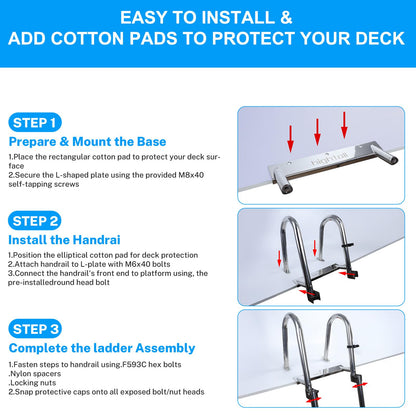 Pontoon Boat Ladder,Polished 316 Stainless Steel 4 Step Telescoping Ladder,600LBS Capacity for Sailboats,Ships,Most Swimming Pools,Docks,pontoons.