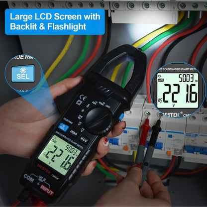 MESTEK Digital Clamp Meter Multimeter, TRMS 6000 Counts 600A Current Amp Volt Meter, Auto-Ranging Voltage Tester Measures AC DC Current Voltage Resistance Capacitance Temperature Diodes Continuity NCV