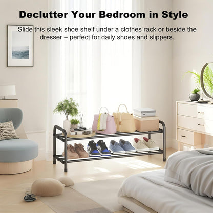 KANAV 2-Tier Expandable Shoe Rack - Adjustable Organizer for Small Spaces | Durable Storage for Entryway & Bedroom