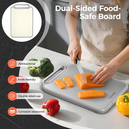 Sumzzz Stainless Steel Cutting Board - 2-in-1 Double-Sided Chopping Board, Dishwasher Safe, Large 16”×11”