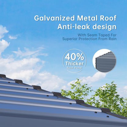 Metal Carport 10'x20'x8.8' Ft Heavy Duty Grey Galvanized Steel Roof Multi-Use Shelter Canopy with Metal Frame, Prefab Carport Garage for Cars, Boats, and Tractors