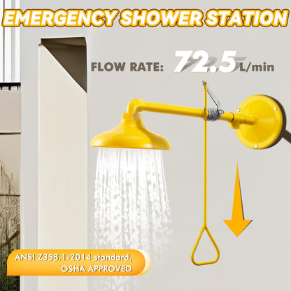 CGOLDENWALL Emergency Shower Safety Shower Station Horizontal Mount Drench Head, 1" NPT Thread, 304 Stainless Steel+ABS Shower Head