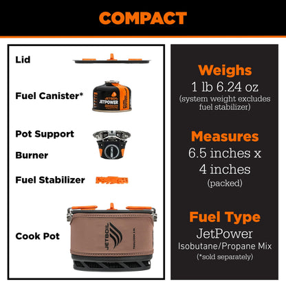 Jetboil TrailCook 2.0L Camping and Backpacking Stove Cooking System with Adjustable Heat Control, New for 2026, Tan