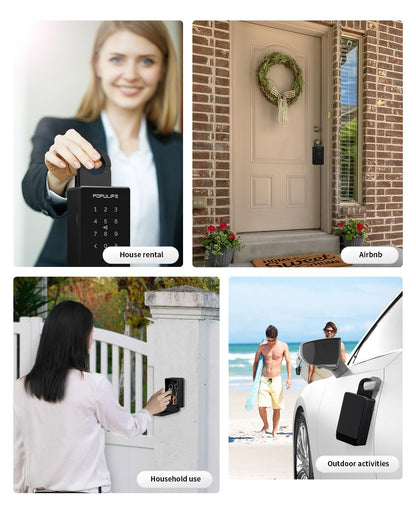 Populife Smart Fingerprint Lock Box for Keys with Code, Wireless Remote Access Key Lock Box for Outside, Digital Key Lockbox for Realtor Airbnb, Work Offline