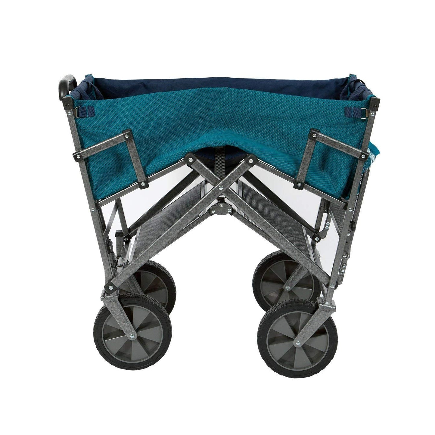 MacSports Double Decker Wagons Carts Heavy Duty Foldable Outdoor Collapsible Cart Portable Lightweight Utility Cart, All Terrain Sports Wagon for Camping Gear, Groceries, and More (Teal)