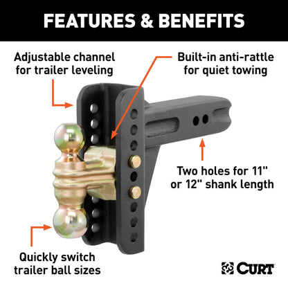 Curt 45902 Adjustable Channel-Mount Ball Mount