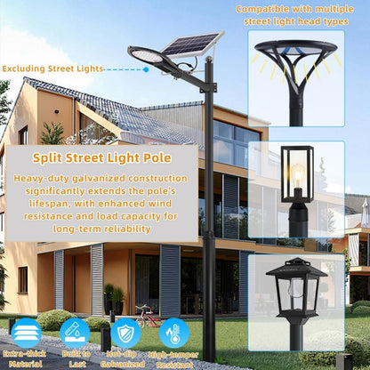 Lemoeyes Street Light Pole, 16ft Tall Split Street Lamp Post for Outdoor Street Courtyard Parking Lot Lighting Post Fixtures with Mounting Ground Cage (16FT 114+76mm)
