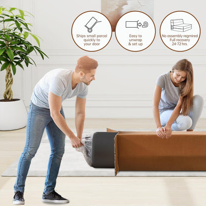 Nigoone Queen Size Folding Sofa Couch Memory Foam with 2 Pillows Sleeper Chair Lazy Couch Triple Futon Convertible Guest Beds, Washable Cover, Dark Gray