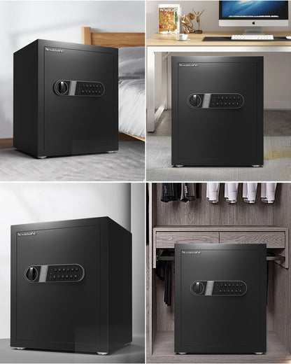Safe Box, Home Safe with Key & Fireproof Waterproof Bag, Money Safe for Cash Office Cabinet, Anti-Theft Safety Box, Digital Electronic Keypad, Dual Alarm System - 2.0 Cubic Feet