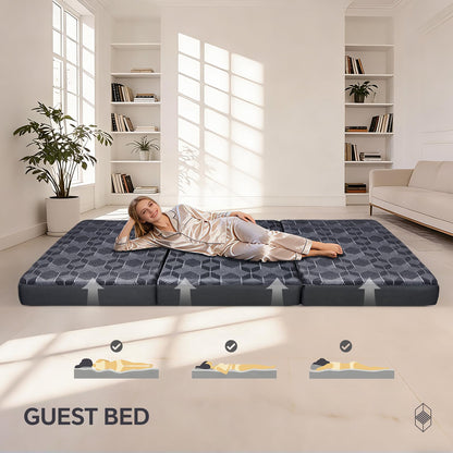 Ciremiv Tri-Fold Mattress Twin Size, 4 Inch Memory Foam Mattress with Washable Cover, Handles and Non-Slip Bottom- Portable Folding Mattress for Guest Bed, Camping, Travel & Floor Sleeper,Dark Grey
