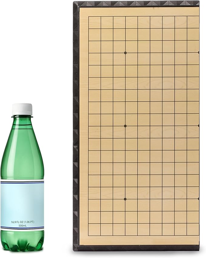 Yellow Mountain Imports Large Magnetic 19x19 Go Game Set Board (14.6-Inch) with Single Convex Stones - Folding Portable and Travel Ready Set