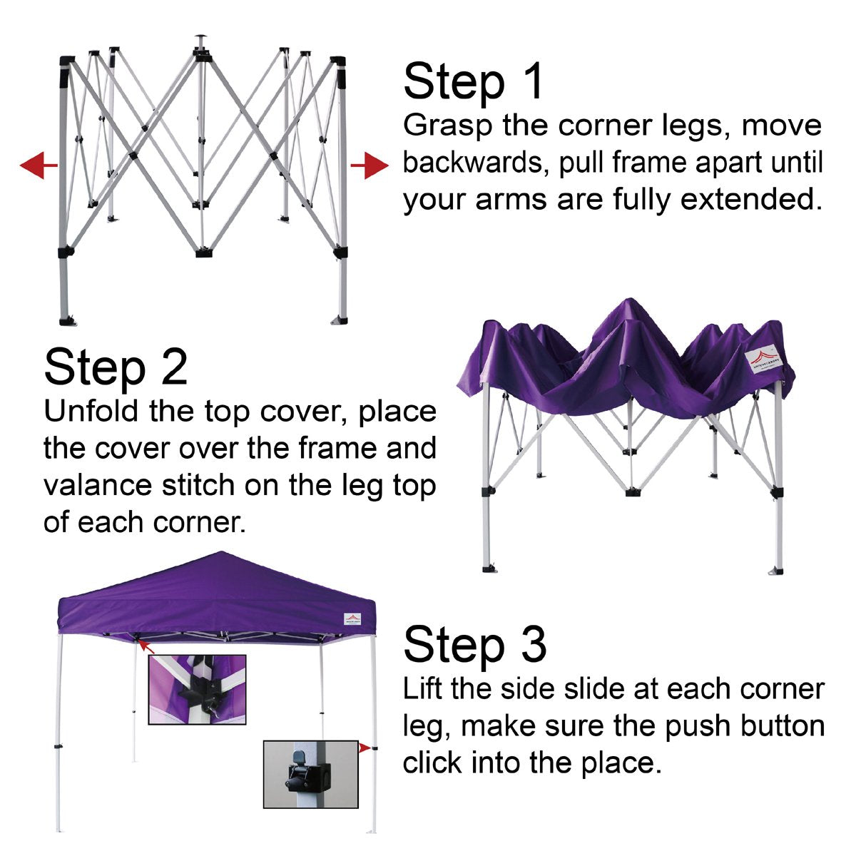 UNIQUECANOPY 10'x10' Pop Up Canopy Tent Commercial Instant Shelter, with 4 Removable Zippered Side Walls and Heavy Duty Roller Bag, 4 Sand Bags Blue