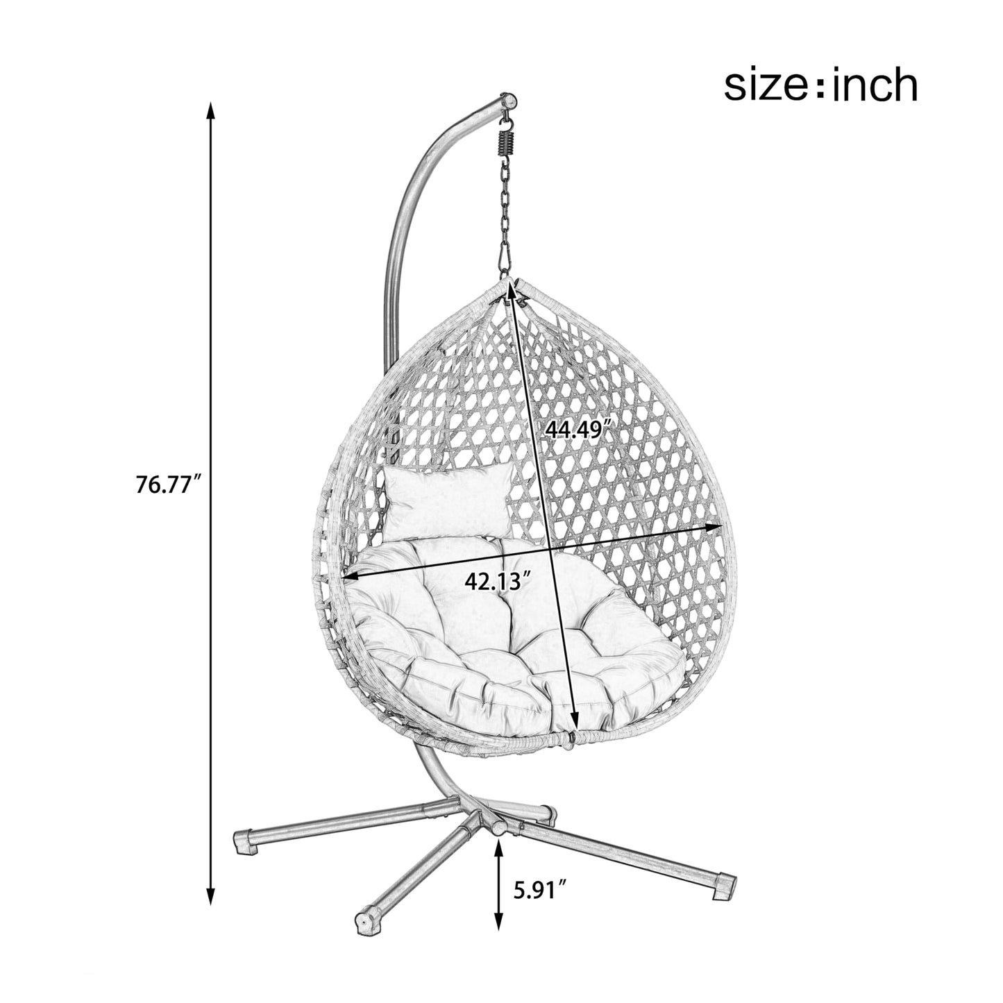 Merax Egg Hanging Chair with Stand, Indoor/Outdoor Swinging Wicker Hammock Chair for Patio, Garden, or Living Room