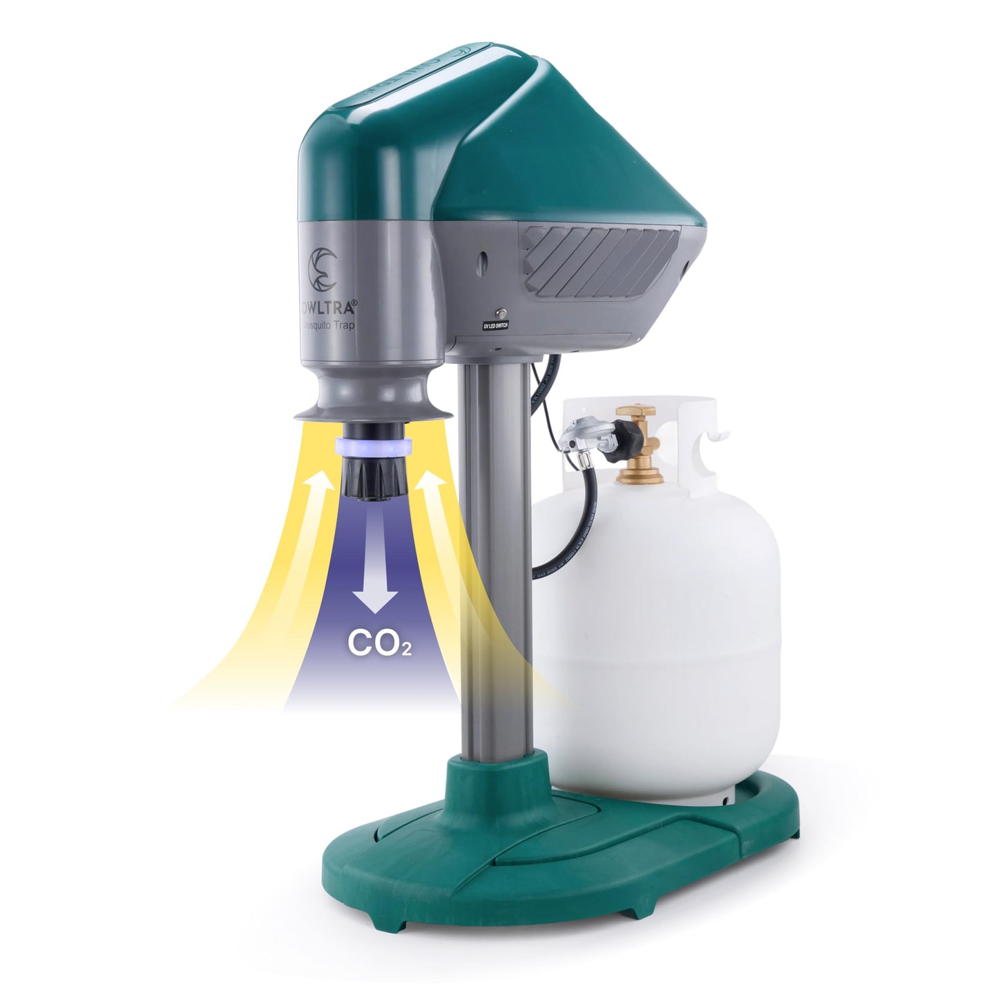 OWLTRA MT2410 Upgraded Outdoor Mosquito Guard, Quiet, Odorless, All-Weather Insect Control with CO2 Release with Propane & UV Light for Mosquitoes, No-See-Ums, Flies, Moths & Midges, Dark Green