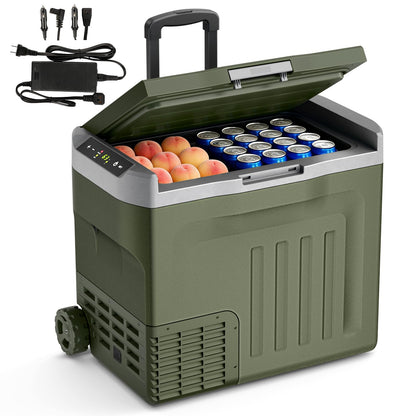 Antarctic Star 12 Volt Refrigerator,43QT(40L) Electric Cooler, Portable Refrigerator Freezer -4℉~68℉,12V 24V DC 100 240V AC Car Fridge with Wheels&2 Baskets for Camping,Travel,RV,Car,GREEN