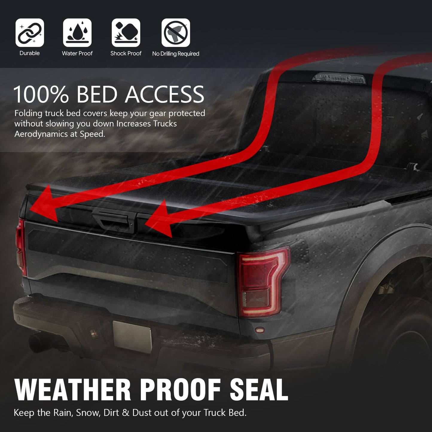 DNA MOTORING New Upgrade Truck Bed Top Hard Solid Tri-Fold Tonneau Cover Compatible with 04-12 Colorado / Canyon 6' Bed, TTC-HARD-041