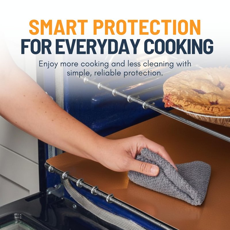 Oven Liners for Bottom of Oven - 2 Pack Large Heavy Duty Mats, 17”x25” Non-Stick Reusable Liner for Electric, Gas, Toasters, Grills - BPA & PFOA Free Kitchen Accessory to Keep It Clean (Copper)