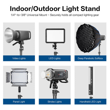 FreeSea Carbon Fiber Light Stand Photography - 1.4in Oversized Tubes Heavy Duty Stand, 106in Tall Tripod with Flip-Lock & Gas Spring, Holds Softboxes/Ring Lights up to 5KG