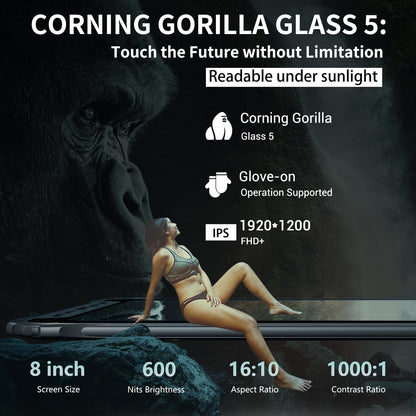 AOZORA K8 Active Rugged Tablet, 8 Inch FHD+ 600nits Glove Touch AT&T Verizon Network certified PTCRB T-Mobile Unlocked Qualcomm 8Core 12+128GB 20MP night vision+25MP Camera 10200mAh IP68&IP69K/NFC/GPS