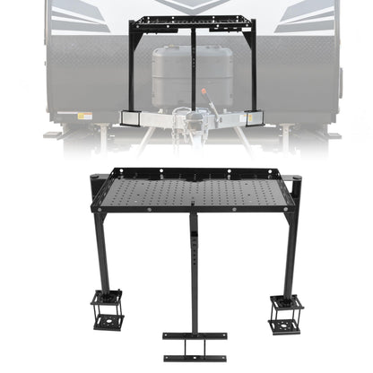 ALMULOO Trailer Tray Compatible with Outdoor Storage for RVs or Campers Frame Cargo Carrier Generator Rack Mount Steel Powder Coated Black