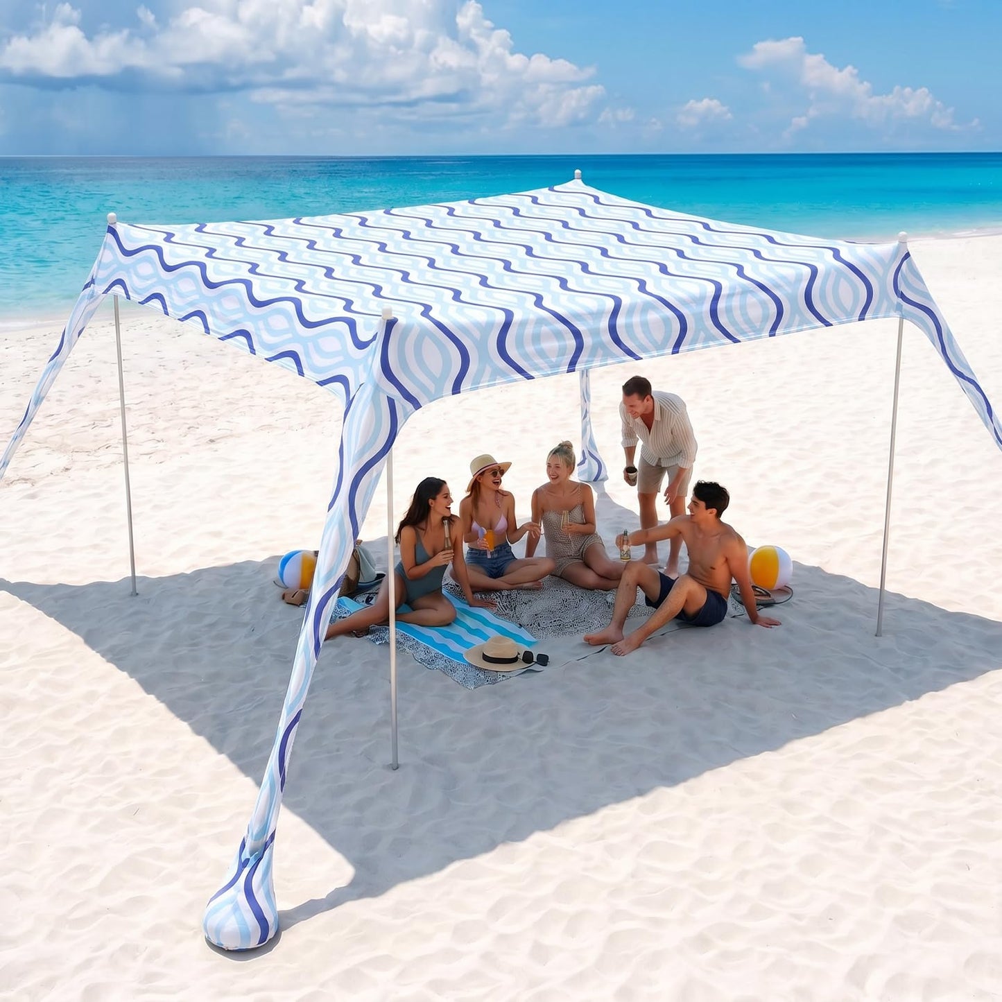 Sekey Aluminum Beach Shade Sun Shelter UPF 50+ - 10x10 FT Portable Beach Canopy with Windproof Rope & Stability Poles, Easy Setup Outdoor Tent for Camping, Backyard, Fishing, Picnics