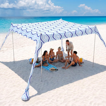 Sekey Aluminum Beach Shade Sun Shelter UPF 50+ - 10x10 FT Portable Beach Canopy with Windproof Rope & Stability Poles, Easy Setup Outdoor Tent for Camping, Backyard, Fishing, Picnics