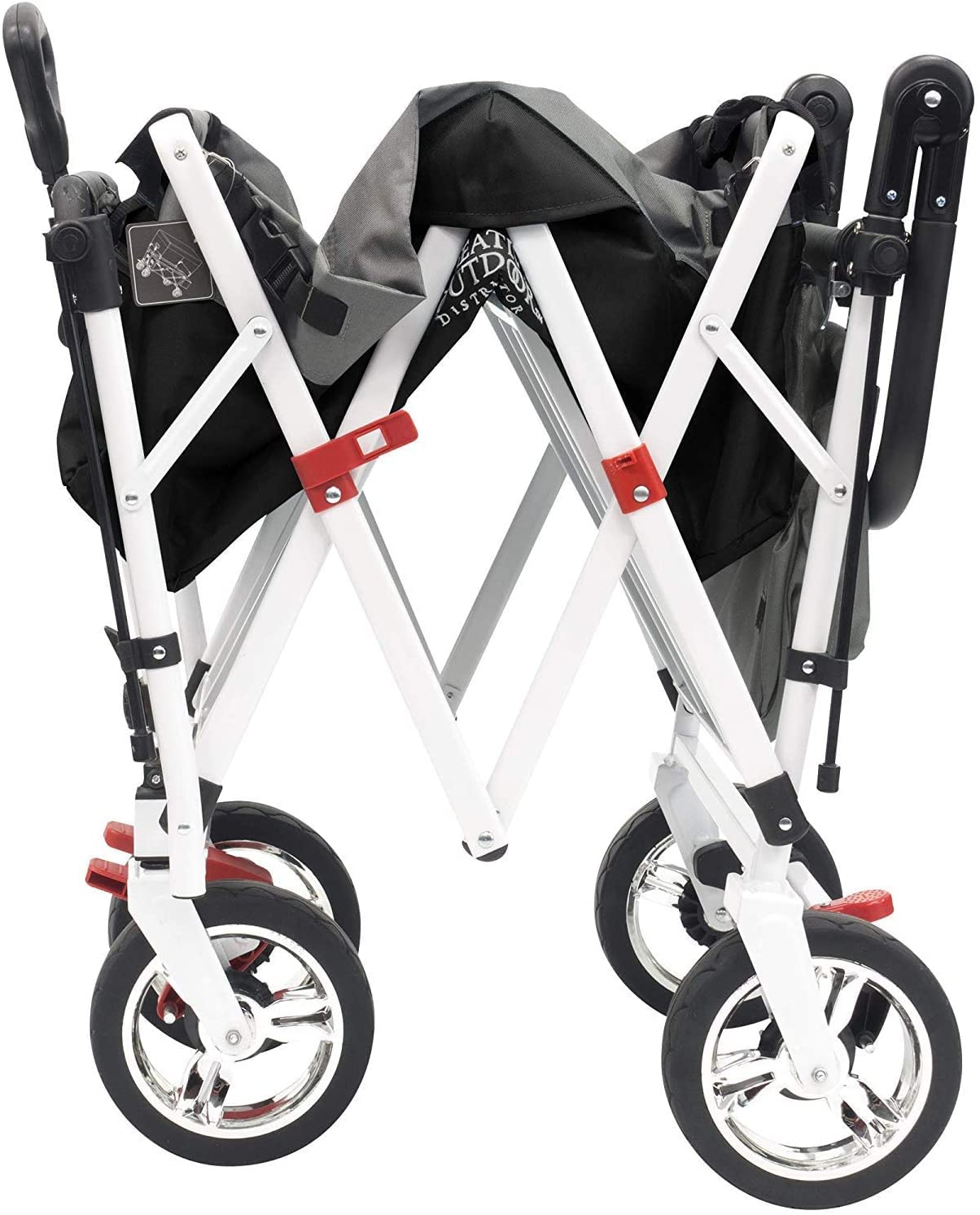 Creative Outdoor Push Pull Folding Wagon for Cargo | Beach Park Garden Sports & Camping | Black with Canopy