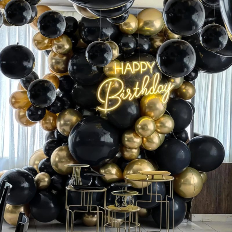134Pcs Black Balloons Different Sizes 5 10 12 18 Inch Black Balloon Garland Arch Kit, Latex Balloons for Birthday Wedding Baby Shower Party Decorations.