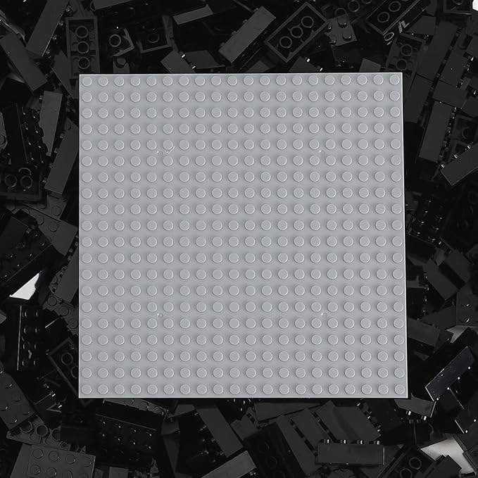 500 Piece Classic Building Bricks and 1 Gray Baseplate 2x4 Bricks Bulk Creative Building Toys Blocks Bulk for Kids Ages 6+ Black(Small Bricks 1.25x0.62x0.47 in)