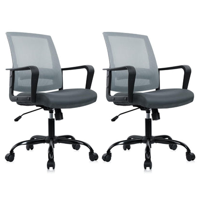CLATINA Ergonomic Office Desk Chair - Mesh Office Chair with Adjustable Lumbar Support, Rolling Comfortable Computer Task Chairs with Arms for Home Conference-Gray, 2 Pack