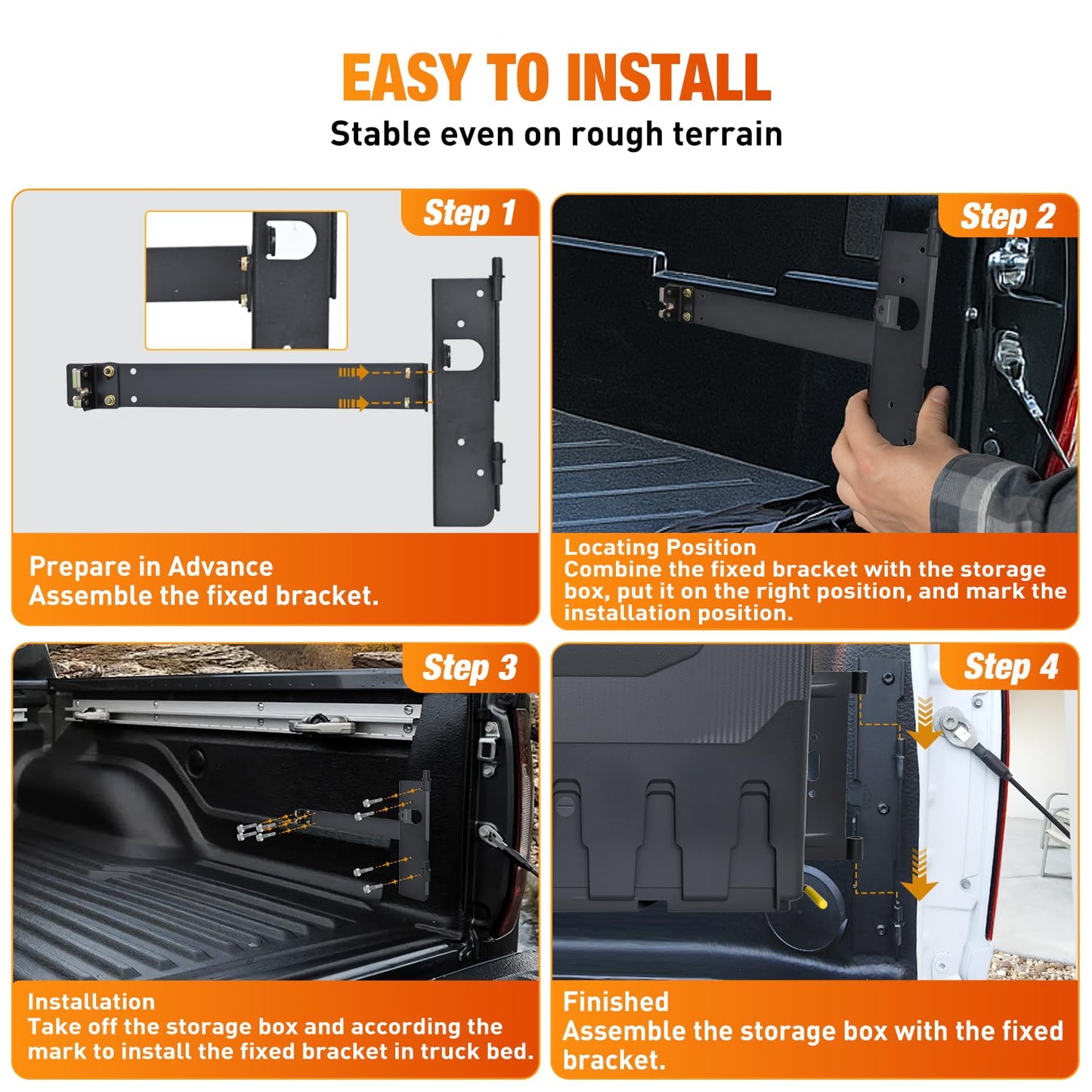 Nilight Truck Bed Tool Box Right Passenger Side Truck Tool Box Fit for Ford F-150 1999-2014 ABS Swing Case Truck Bed Storage Box with Lockable Lid Waterproof Wheel Well Toolbox Black