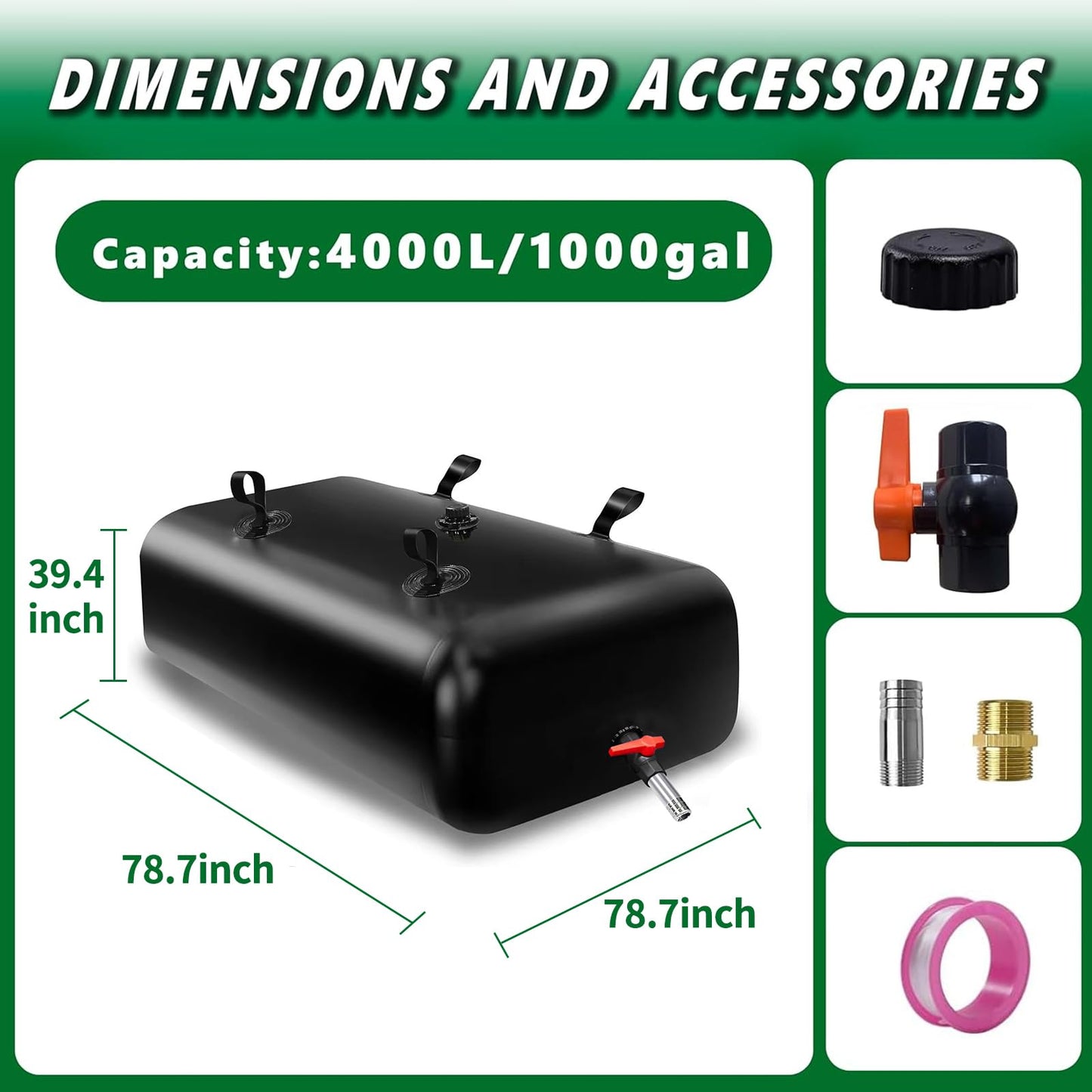 4000 L/1000 gal Water Bladder Storage Containers, Foldable Portable Water Tank Large Capacity Soft Water Bag, Drought Resistance, Fire Prevention, Emergency Water
