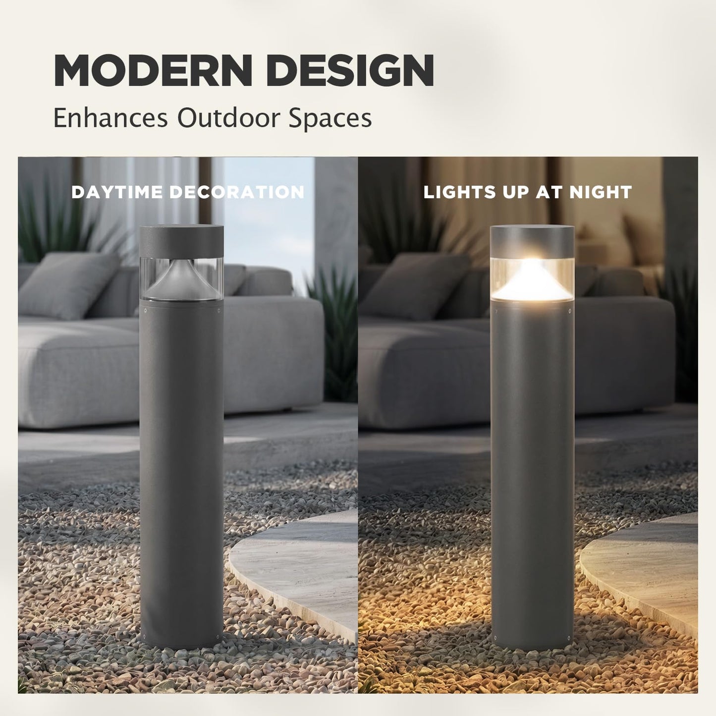 Linkmoon 31.5'' Outdoor Pathway Lights Hard Wired, IP65 Waterproof Driveway Lights, AC100-240V Path Light, 3000K LED Bollard Light Outdoor, Modern Landscape Lighting for Walkway Garden Lawn Patio Yard