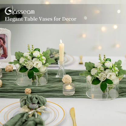 Glasseam Acrylic Flower Vase for Centerpieces: Set of 6 Wedding Party Dining Room Table Decorations, Cylinder Round Clear Vases with 13 Holes (5.9in)