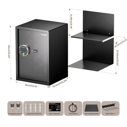 KornerBatl 𝟑𝟓 𝐋𝐁 Smart Fingerprint Gun Safe with Biometric Lock, Quick Access Multiple Handgun Storage Rack 𝐆𝐢𝐟𝐭𝐬 𝐟𝐨𝐫 𝐅𝐚𝐭𝐡𝐞𝐫'𝐬 𝐃𝐚𝐲 (12.99"D x 13.78"W x 19.69"H)