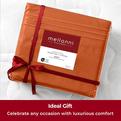Mellanni Twin Sheets Set - 3 PC Luxury Bedding Collection | Extra Soft, Cooling, Wrinkle-Resistant (Twin, Terracotta)