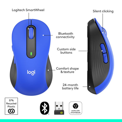 Logitech Wireless Mouse Signature M650 L Full Size - Large Hands, 2-Year Battery, Silent Clicks, Customizable Buttons, Bluetooth, PC/Mac/Chromebook - Black, Right-Handed, Large