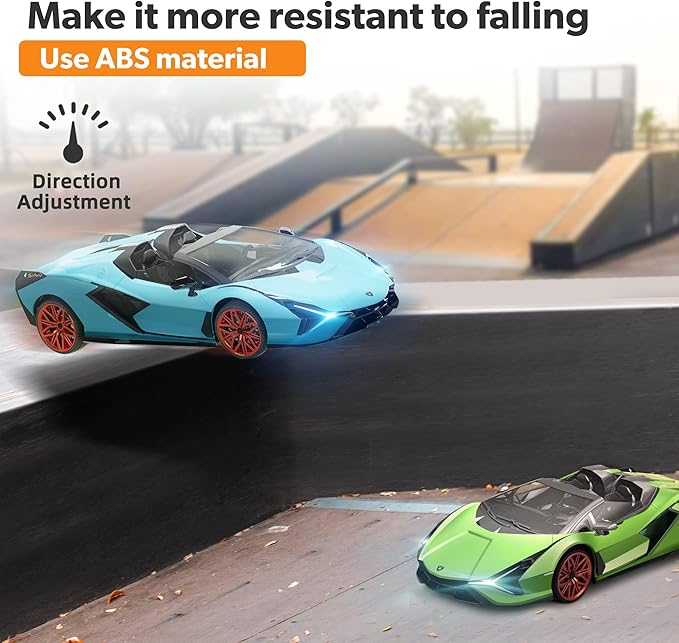 MIEBELY Lamborghini Remote Control Car 1:12 Scale Lambo Rc Cars 7.4V 900mAh Officially Licensed 12Km/h Fast Toy Car with Led Light 2.4Ghz Model Car for Adults Boys Girls Birthday Ideas Gift - Green
