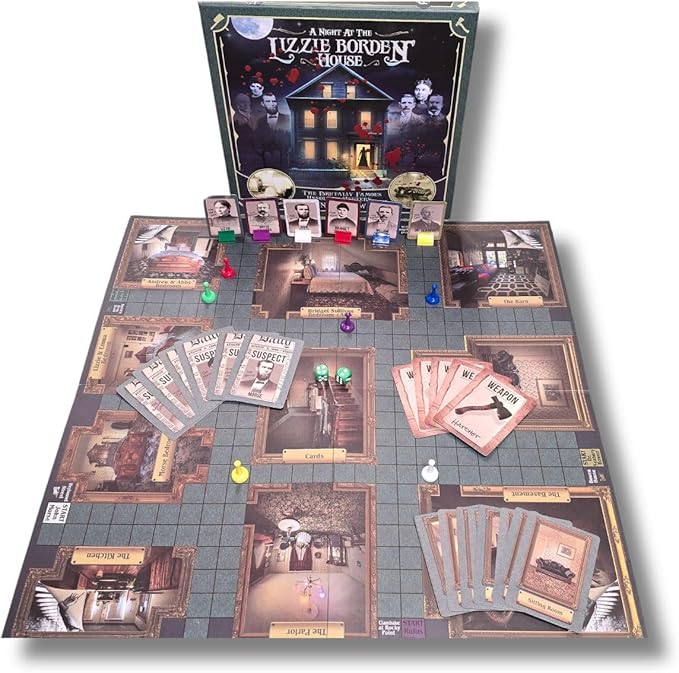 A Night at The Lizzie Borden House Mystery Official Board Game | Halloween Game | Gothic Home Decor | Spooky Games | Eerie Evening Entertainment