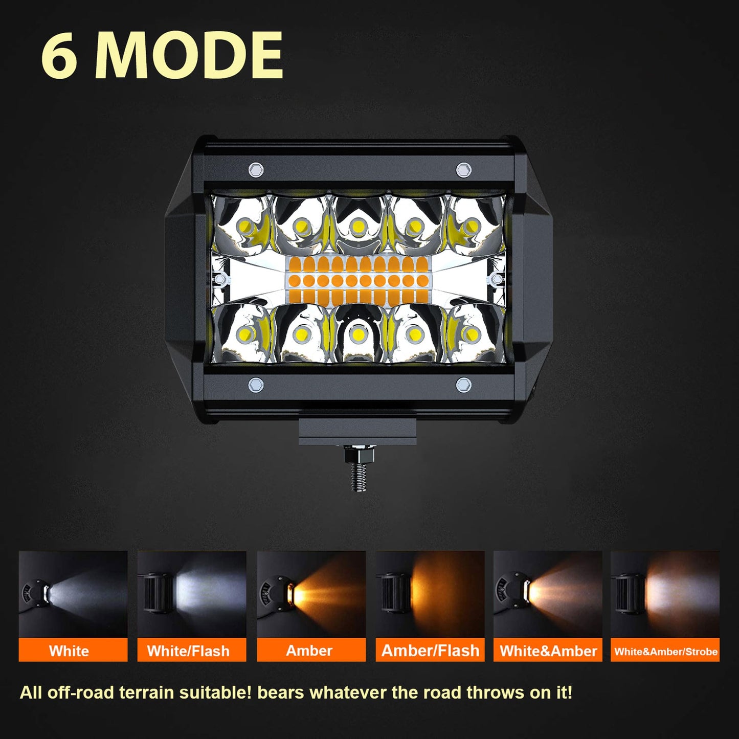 LED Light Bar TURBO SII 50 Inch 684W Curved Triple Row Flood Spot Combo Beam Offroad Driving Light + 4 Inch 60W Led Pod Lights w/3-Leads Wiring Harness for Trucks ATV UTV Polaris Boats