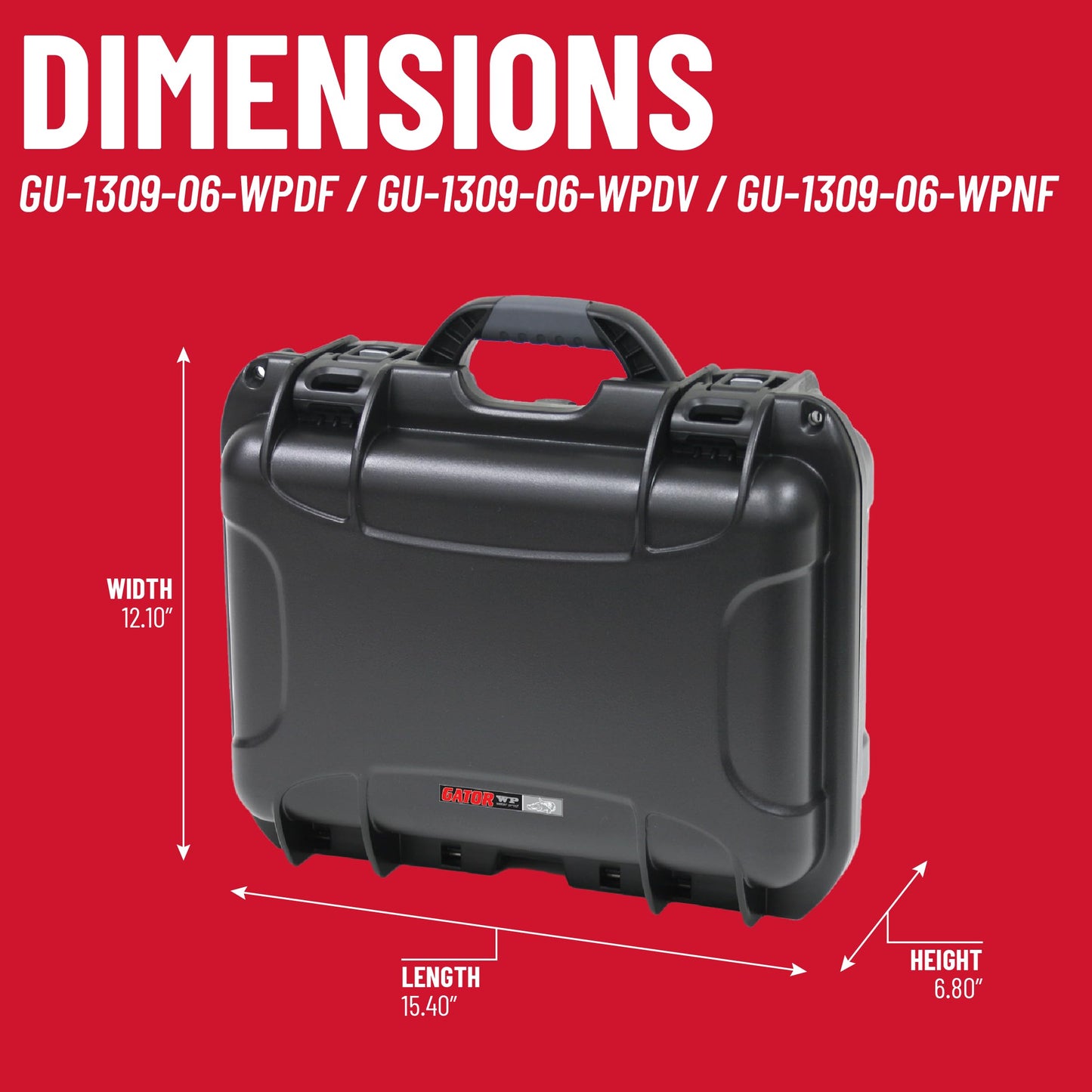 Gator Cases Titan Series Waterproof Utility/Equipment Case with Diced Foam Insert, 13.8" x 9.3" x 6.2" (GU-1309-06-WPDF)