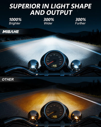M MIBAHE 1000% Brighter 7 inch LED Headlight with 4.5 Inch Fog Lights Motorcycle Kit DOT Approved Compatible with Road King Road Glide Street Glide Fat boy Heritage Softail Tri Electra Glide, Chrome