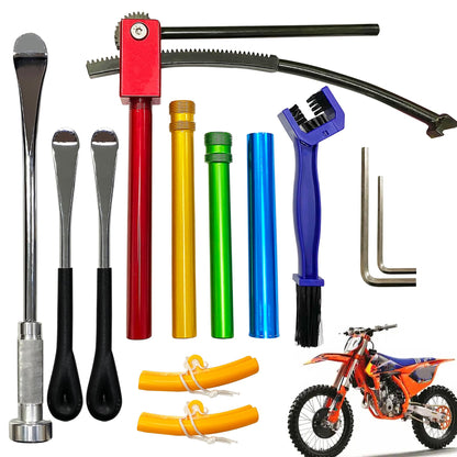 C CLINK Dirt Bike Tire Changing Tools Complete Package for Motocross Enduro Compact Dirt Bike Tire Changer for 16" to 21" Wheels Quick Easy Mount 15mm to 25 mm Axles (Complete kit)