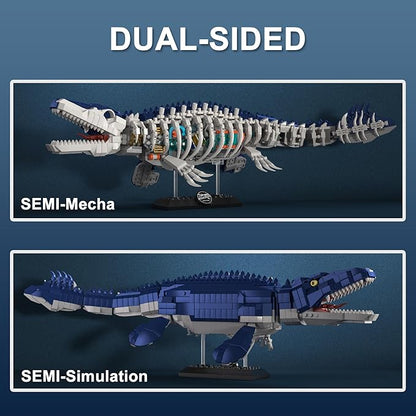 Dinosaur Toy Building Sets Mechanical Dino Buildings Blocks Set for Boys Girls 12+Teens Adults Creative Model Kits Home Room Office Decor Birthday Mosasaurus 1026PCS