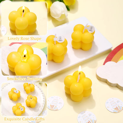 MTLEE 24 Sets Here Comes the Son Baby Shower Favors Small Bubble Candle for Guests Tea Candles Bulk with Stylish Ribbons Cards Gifts Party Decoration(Yellow, Sun)