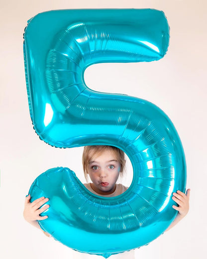 5 Balloon, Blue Number Balloons 40 Inch, 5th Birthday Balloon Decorations, Blue Party Supplies, 5 Number Balloons, Number 5 Balloon