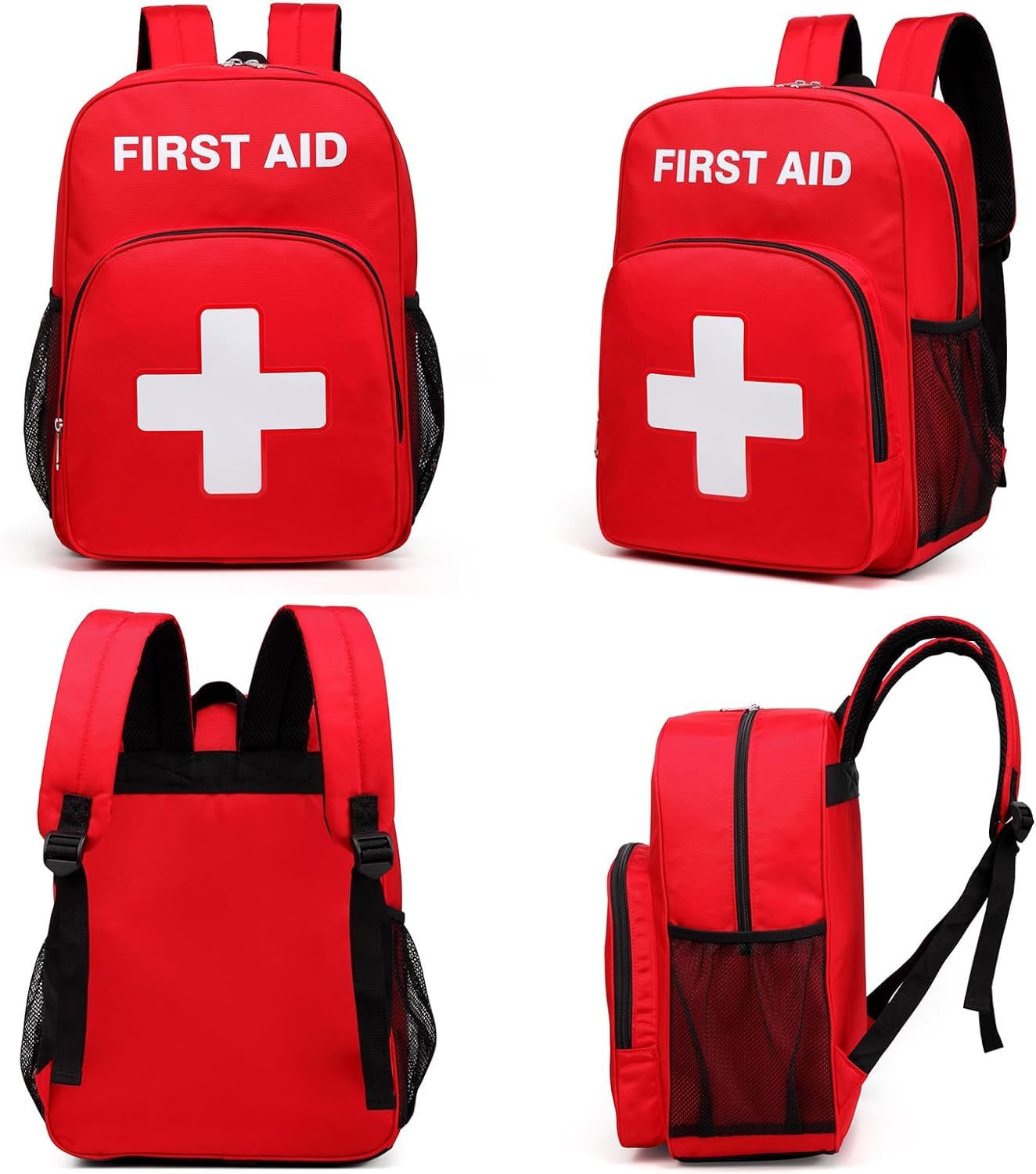 Gatycallaty First Aid Backpack Emergency Medical Empty Waterproof Survival First Responder Trauma Bag Travel Home Outdoor (Red, Pack of 5)