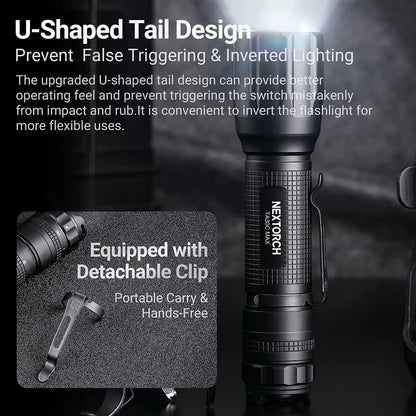 NEXTORCH TA30C Max Tactical Flashlight, 3000 Lumens High Bright USB-C Rechargeable Handheld Light, 5 Modes Strobe Long Throw IPX8 Waterproof Heavy Duty Flashlight for Outdoor Adventure Daily Carry