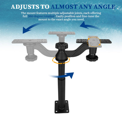 Velpaw 20.7” Adjustable Telescoping Fish Finder Mount for Boats,for 5"-12" Fishfinders & Chartplotters,Adjustable Height Range 15" to 20.7",Compatible with Lowrance, Garmin, Humminbird and More